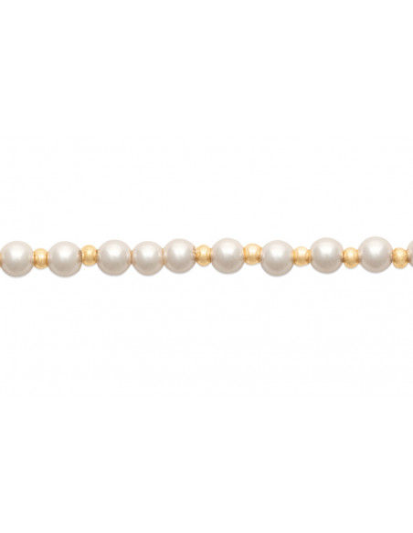 Bracelet Femme Plaqué Or et Perles Blanches