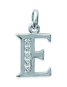 Pendentif Argent/Initiale/Majuscule+Strass+E