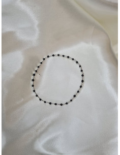 Bracelet Femme Perles Argent et Pierres Onyx