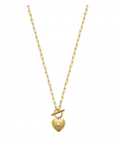 Collier Cœur et Grosses Mailles Plaqué Or