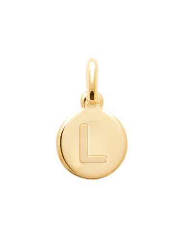 Pendentif Initiale en Médaille Ronde Plaqué Or - L