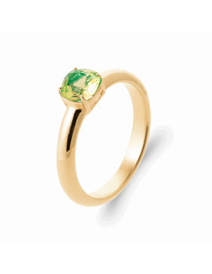 Bague Fine Femme Plaqué Or et Pierre Verte - Eliane