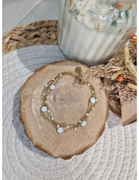 Bracelet Pampilles et Perles Blanches Tendance - Tia