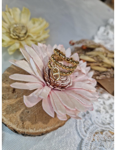 Bague Multi Rangs Acier Inoxydable Doré Femme - Constance