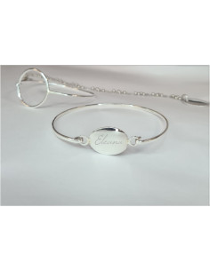 Bracelet Argent Plein Personnalisable Pendentif